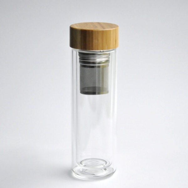 Teeflasche Teeglas mit Bambusdeckel 380ml