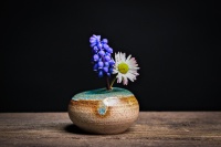 Mini-Vase 2,5cm dunkelgrün-petrol von Michiko Shida