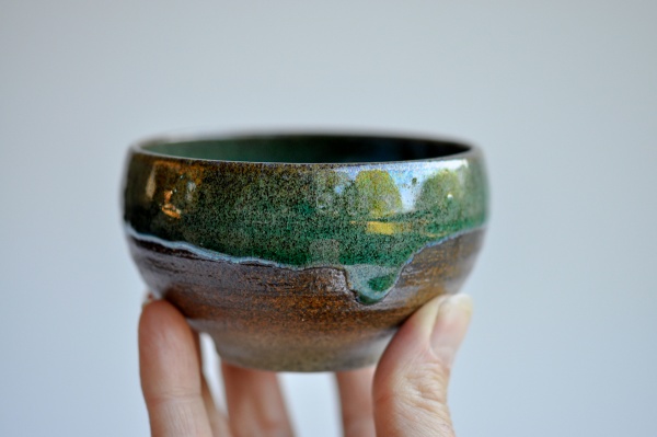 Teeschale 180ml dunkelgrün/petrol von Michiko Shida