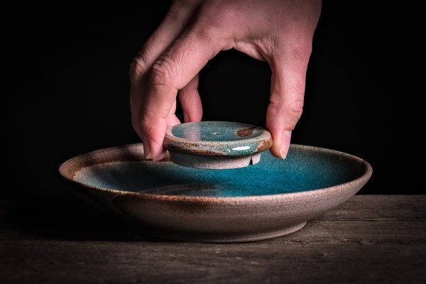 Fuß für Teeboot/Teekannenständer dunkelgrün von Michiko Shida